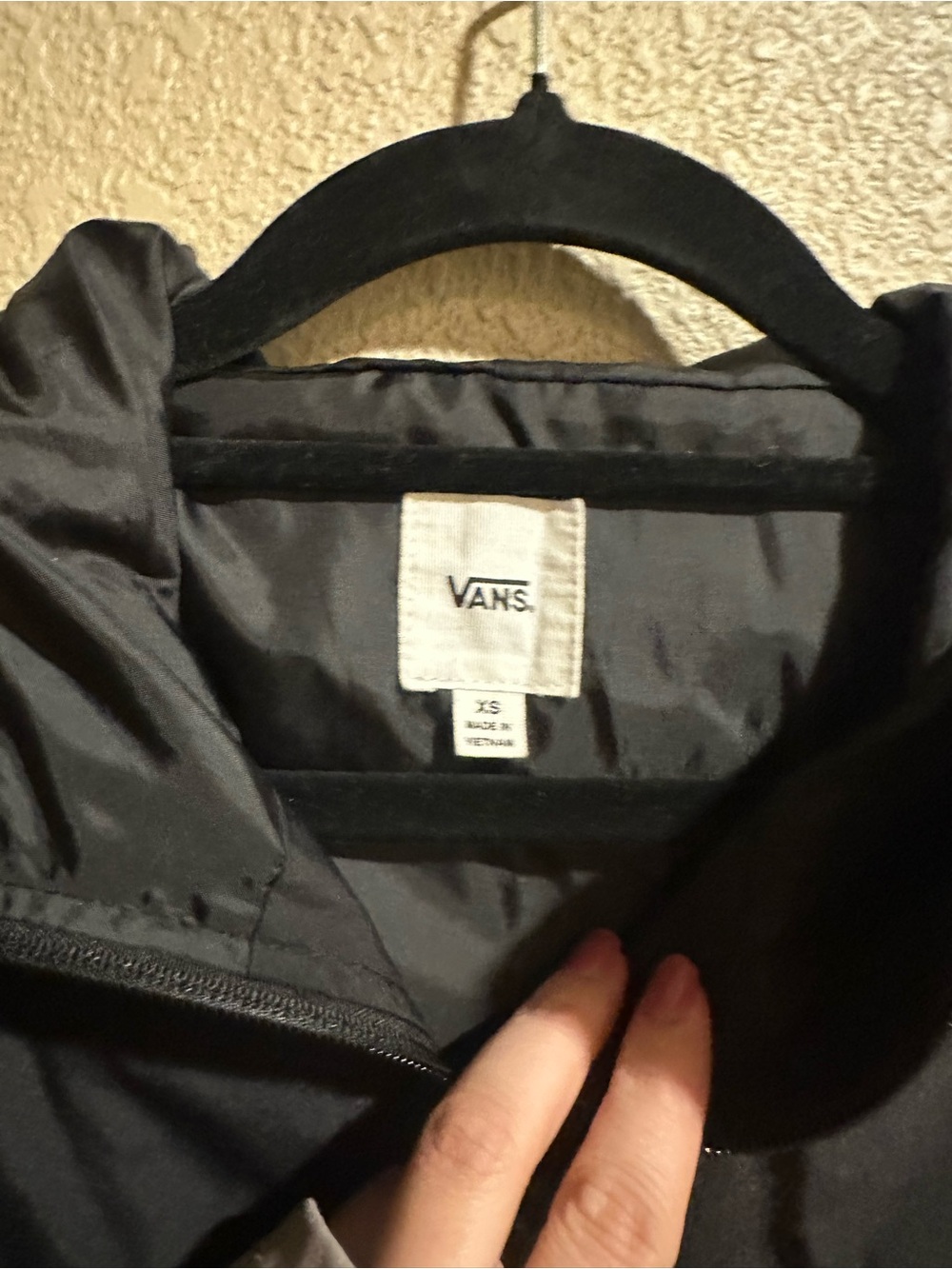 Vans Black Hooded Bomber Jacket with Checker Logo - Picture 5 of 7